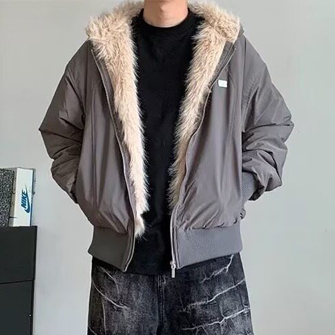 美式复古毛领座山雕连帽棉服cleanfit高级感短款外套L90899-p118,男装棉衣,星座1008