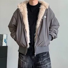 美式复古毛领座山雕连帽棉服cleanfit高级感短款外套L90899-p118，男装棉衣，星座1008