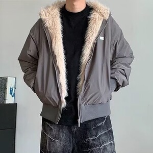 美式复古毛领座山雕连帽棉服cleanfit高级感短款外套L90899-p118图片