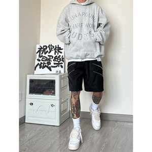 B221 美式ins高街暗黑小众拉链宽松五分裤短裤 LK23061-P50 控68图片
