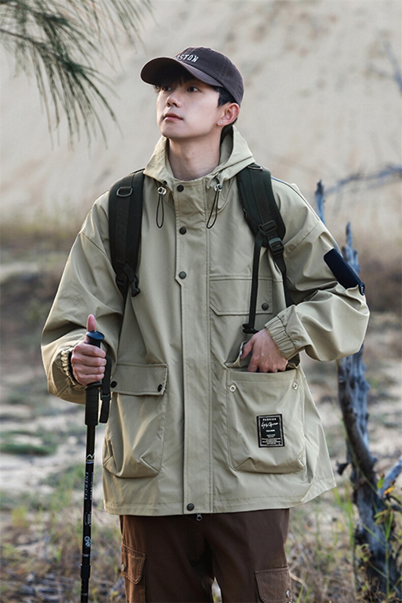 春季新款港风三防户外夹克男连帽冲锋衣外套DSA157B-JK181-P85,男装夹克,电商A157B