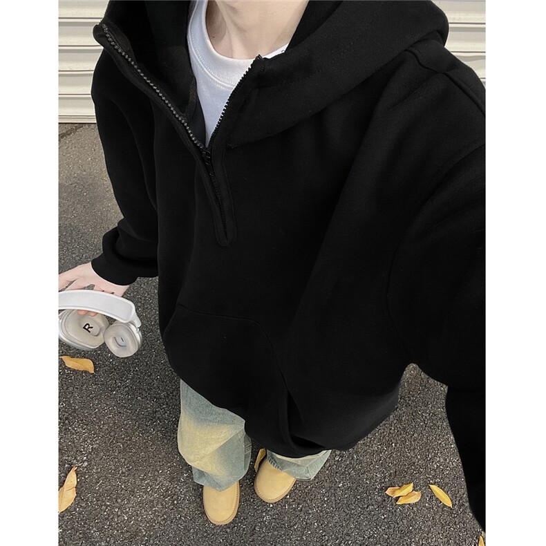 黑墙风1美式重磅加厚440g连帽基础拉链百搭款卫衣外套TTTB07-P68，男装卫衣，星座1315