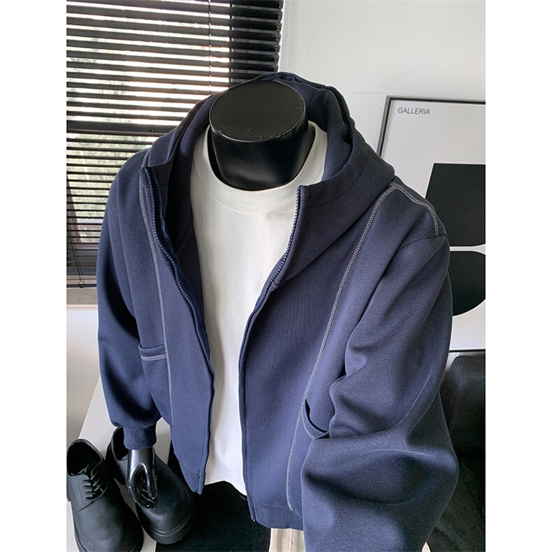 重磅全棉420克双拉链开衫卫衣暨明线连帽外套男潮RH5356-P57,女装短外套,星座610B-1