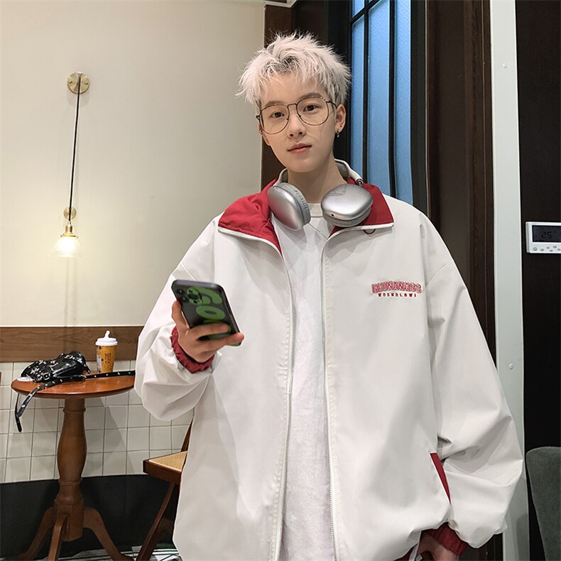XZ213-JK8865-P98控128港风美式vibe潮牌宽松百搭刺绣双面穿夹克,男装夹克,星座213