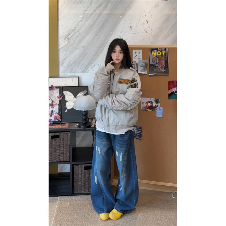潮牌美式机车风男女教练飞行员夹克外套百搭刺绣棒球棉服L01批85,男装夹克,星座307A