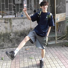 万针全刺绣工艺抖音得物高品质260克重磅纯棉双纱美式高街短袖T恤，男装T恤，电商A486