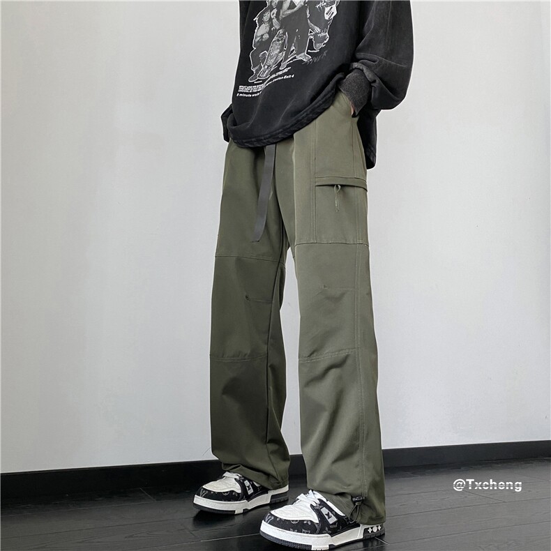 抖音品质山系休闲裤宽松直筒调节腰带裤子B315-K23435-p50控68,男装休闲裤,电商B315