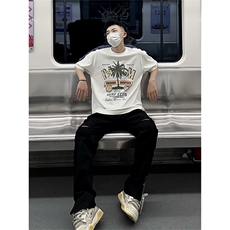 B221美式ins高街暗黑拉链小脚弹力破洞牛仔裤LK23060-P65控88，男装牛仔裤，电商B221