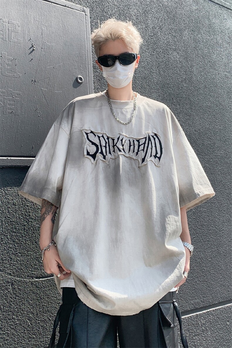 做旧脏色短袖T恤美式复古夏季潮流情侣上衣XZ514-2-202432-P68,男装T恤,星座514-2(原B239)