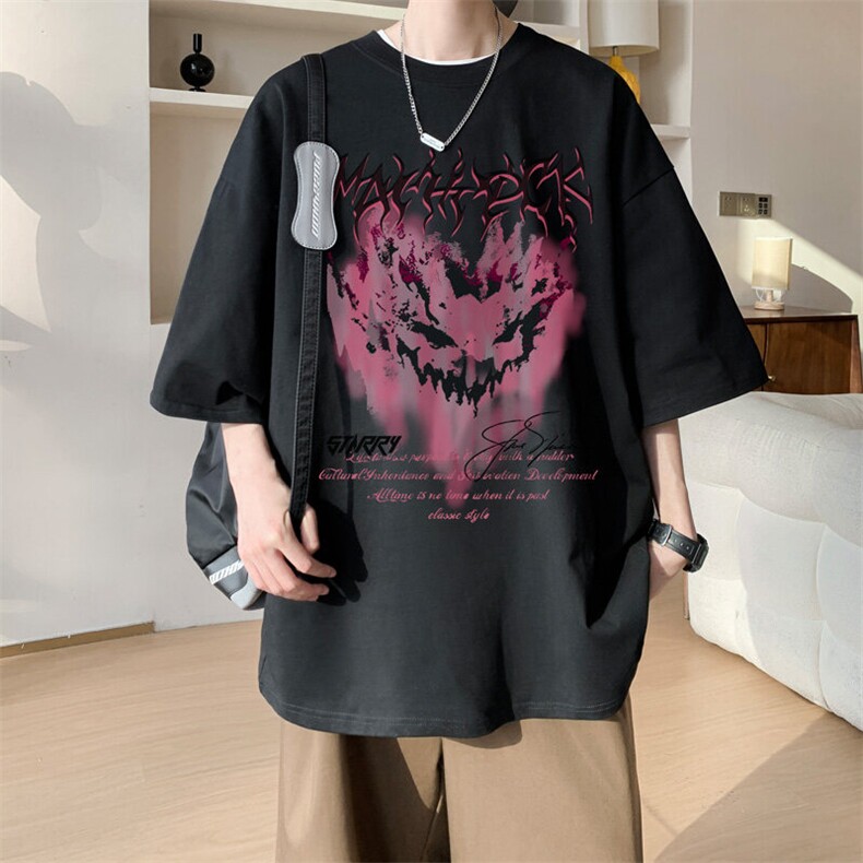 图案已注册夏季新款爱心字母短袖T恤男潮宽松半袖体恤衫D163/P25，男装T恤，电商B209