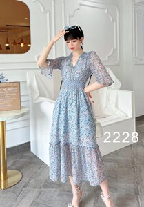 【现货】2022夏季新款 韩版碎花雪纺连衣裙图片