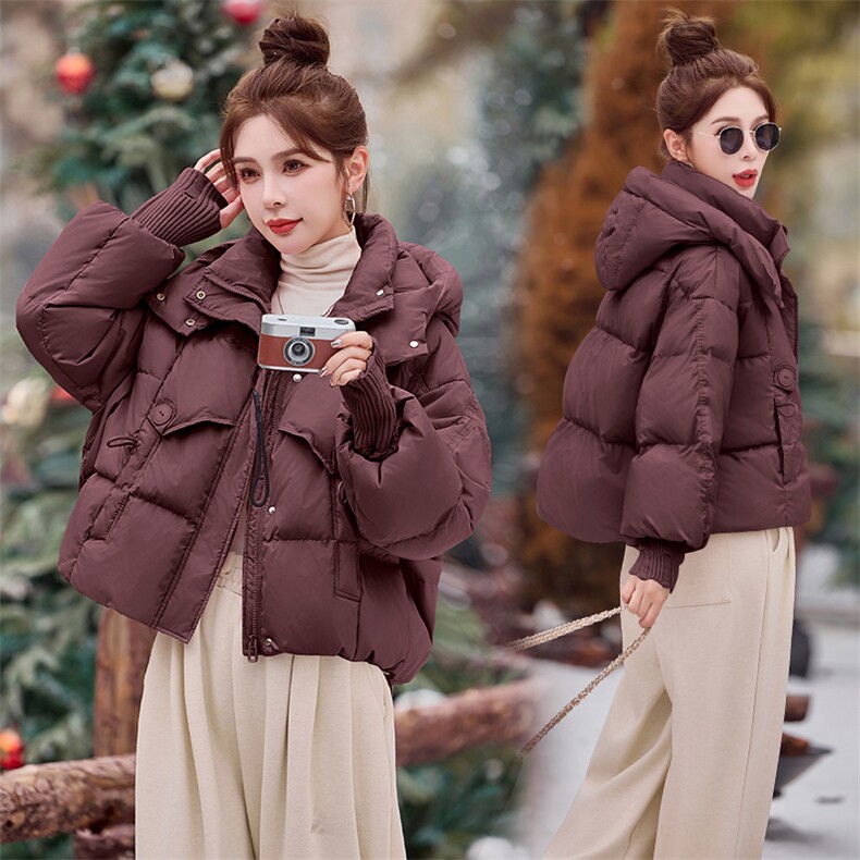 洋气减龄粉色短款羽绒服女2025冬季新款超好看连帽白鸭绒保暖外套,女装羽绒服,米雪儿