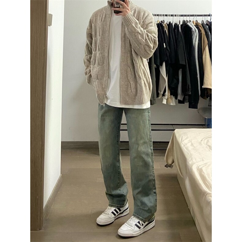 【有货】M6528CC-特P75 复古麻花针织开衫男女拉链毛衣立领外套图片