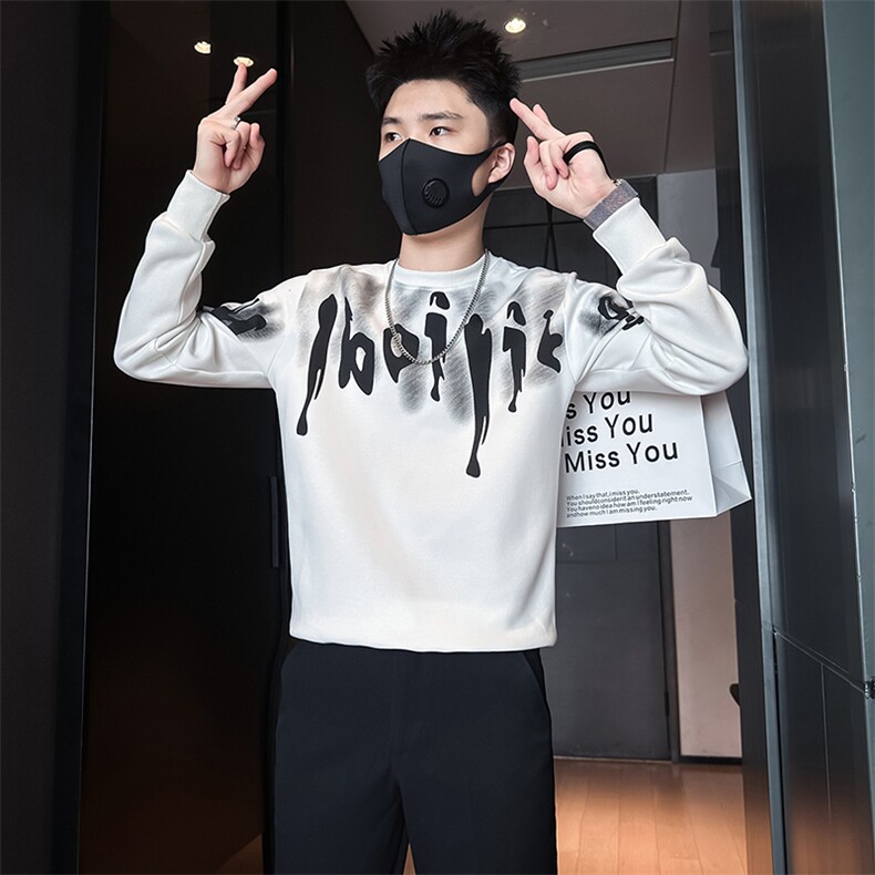 圆领美式潮牌卫衣男社会小伙店主风印花外套301C-WY33-P58控78图片