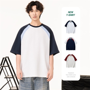 美式运动球服短袖男夏季潮牌重磅纯棉宽松休闲凉感t恤HH5712-P25图片