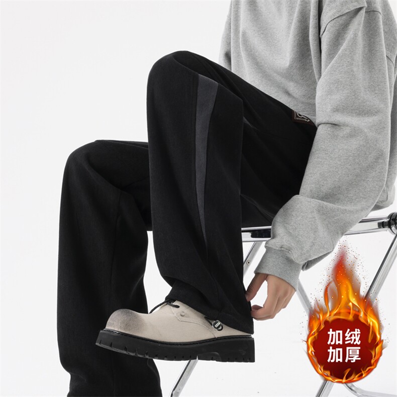 2024秋冬美式撞色休闲裤直筒宽松灯芯绒长裤WK2066特P38加绒P45图片