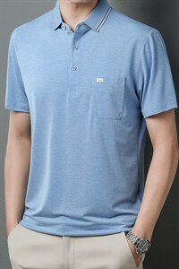 爸爸夏装短袖T恤男翻领上衣夏季新款中年男士休闲纯色百搭体恤衫图片