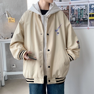 特p60控108有加厚连帽夹克宽松大码装纯色情侣假两件外套男JKL01图片