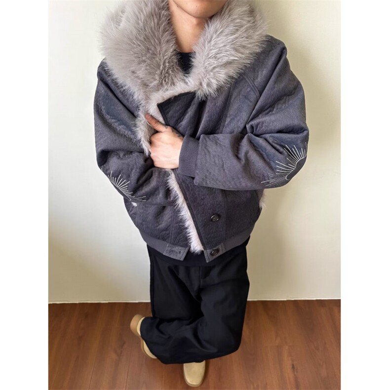 羊羔绒毛棉袄男士冬季2025新款加厚加绒连帽棉衣冬装情侣棉服外套图片