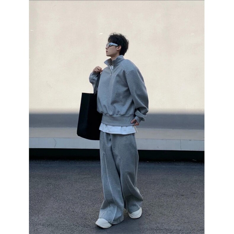 WY07-P68华棉垫肩美式卫衣宽松百搭运动上衣外套立领打底衫,男装卫衣,电商B327