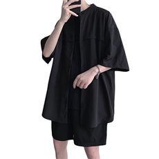 C3063/P35夏季新款男士短袖衬衣宽松冰丝垂感衬衫男大码潮流上衣，男装衬衫，电商A141