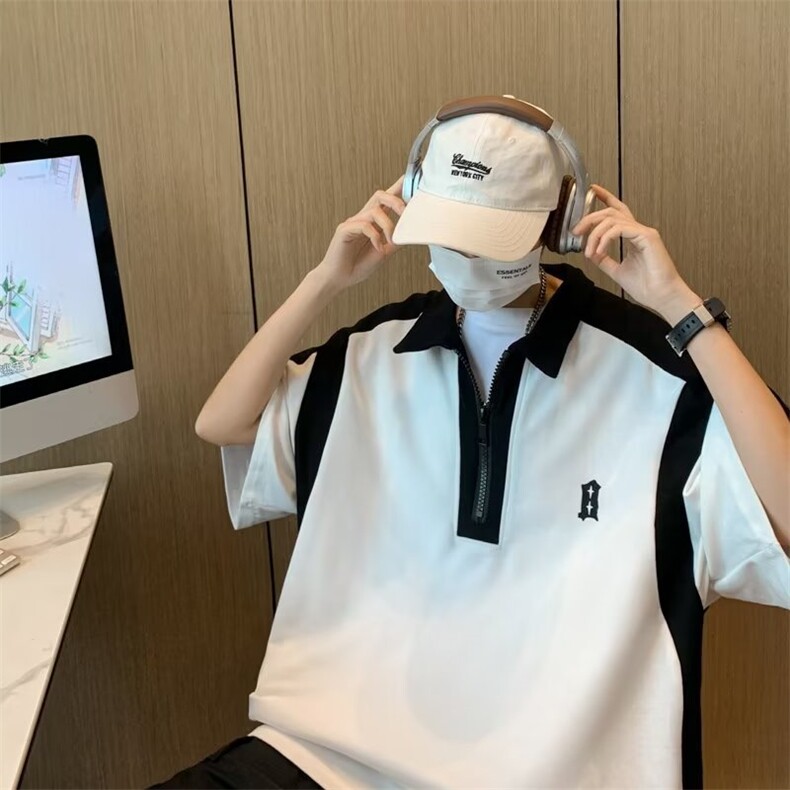 翻领短袖T恤男简约百搭休闲打底五分袖POLO衫AT65P32,男装Polo衫,星座1116-2