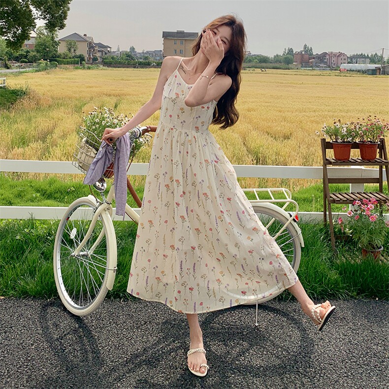 今年流行漂亮裙碎花吊带裙2025新款女开春穿搭夏日多巴胺,女装连衣裙,浙宝176（原073）