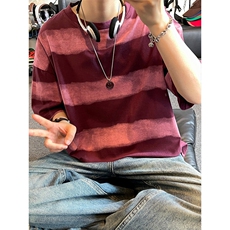 美式扎染条纹短袖t恤男女夏季宽松复古半袖情侣T3622-特价P30，男装T恤，电商A007