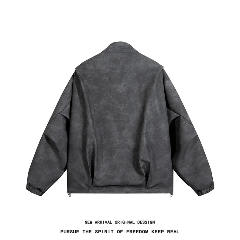 PY9099/P85新款宽松机能风磨砂皮衣皮夹克男休闲百搭痞帅上衣外套,男装夹克,电商A141