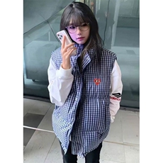 无袖格子坎肩棉衣马甲女秋冬宽松立领棉服夹棉外套MJ1110，男装棉衣，星座1116A（原606A-3）