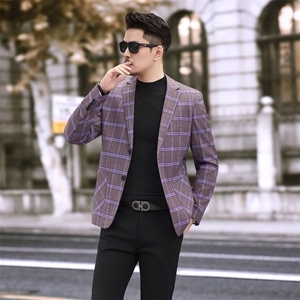 男士格纹西装 春装新款西服外套 7816 P155 258图片