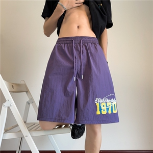 抖音品质夏季新款美式印花冰丝宽松五分裤B315-K25546-特p20控39图片