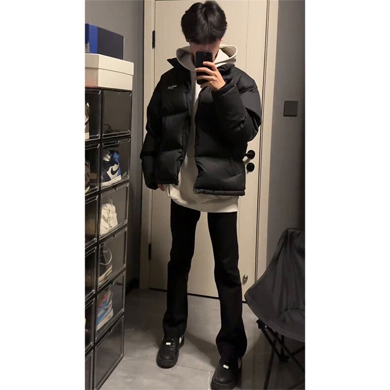 纯黑色弹力牛仔裤秋冬款cleanfit显瘦微喇裤子CHNZK01-P53加绒58图片
