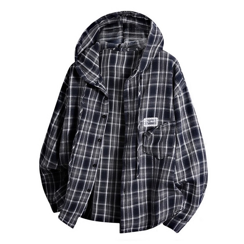 数据新款孟子义同款格子男女连帽衬衣防晒透气小众上衣CS4569P55，男装防晒衣，电商A128