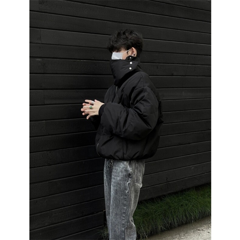 美式复古骑士盔甲羽绒棉服男秋冬季高级感cleanfit不规则高领棉衣,男装棉衣,星座910A