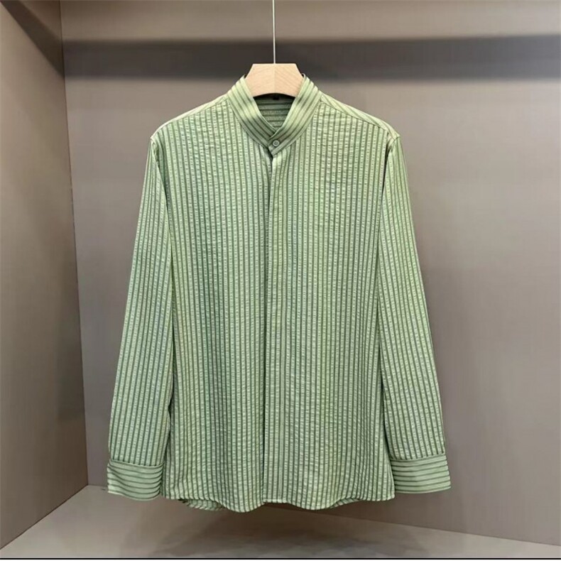 网图慎用B216CS360P502025秋装立领新中式长袖衬衫,男装衬衫,电商B216（原B302）