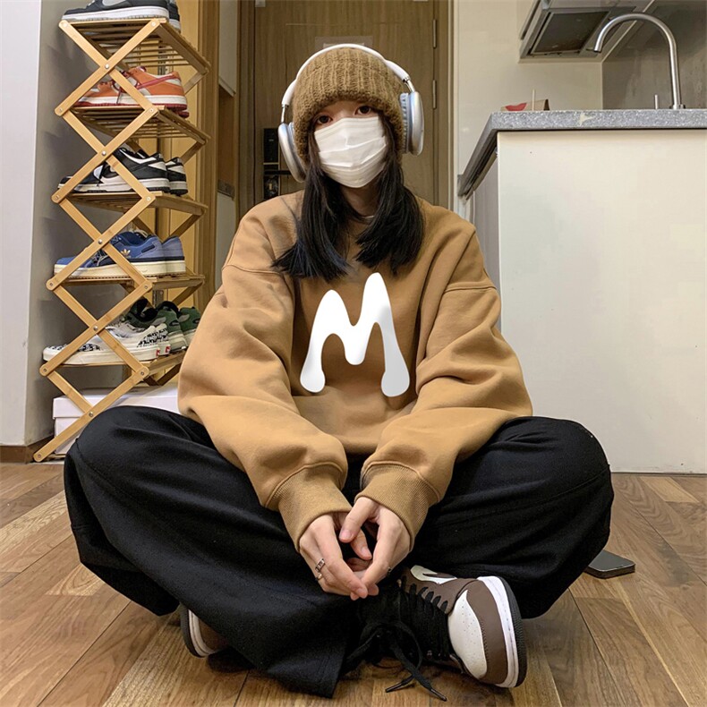 中性风！抖音直播高品质重磅卫衣男圆领卫衣女XW390-P45图片