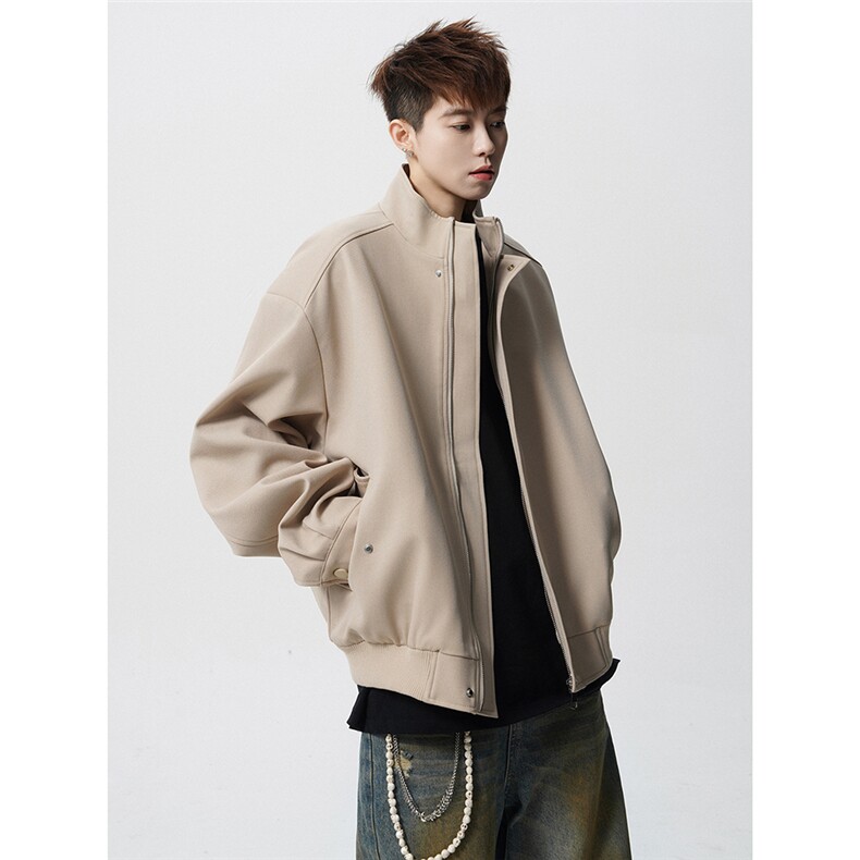 XZ518-1-MG310秋季美式纯色立领夹克男女春季美式简约高级，男装夹克，星座518-1（原A432-1）