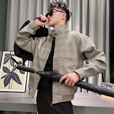 AF199/P108控148秋季社会小伙高级休闲千鸟格立领外套夹克男图首，男装夹克，星座305B-1