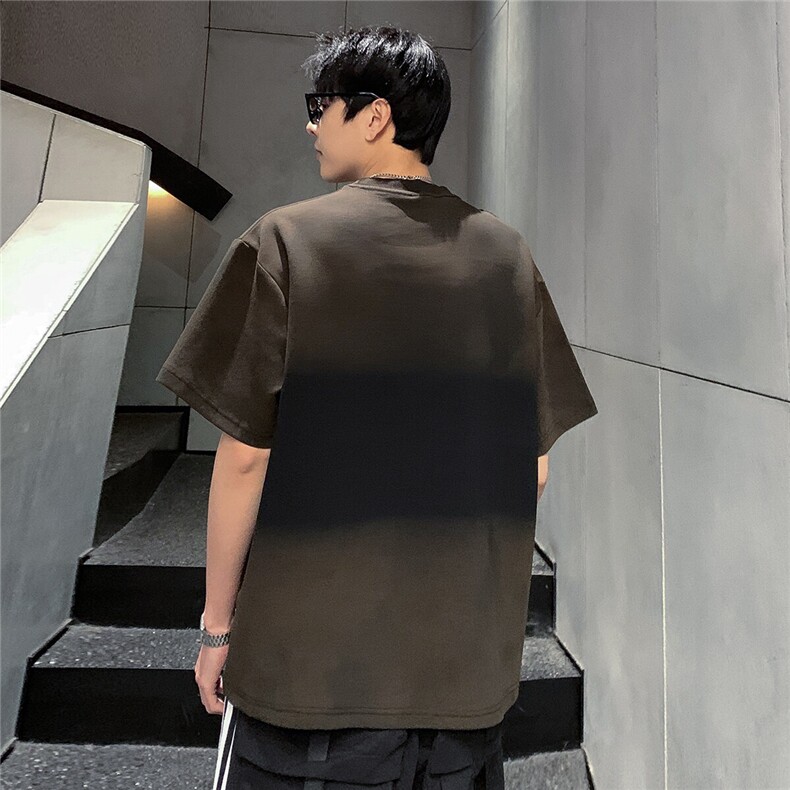2025重磅渐变色纯棉短袖T恤男夏季潮流半袖夏装上衣T800-P38,男装T恤,电商C307A