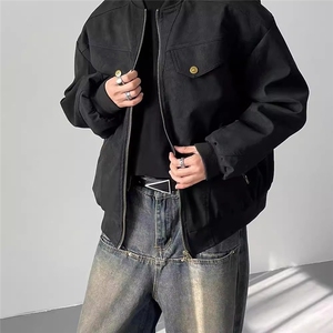 秋冬韩版覆古工装皮质短款夹克外套男士宽松棒球服潮J890-P68图片