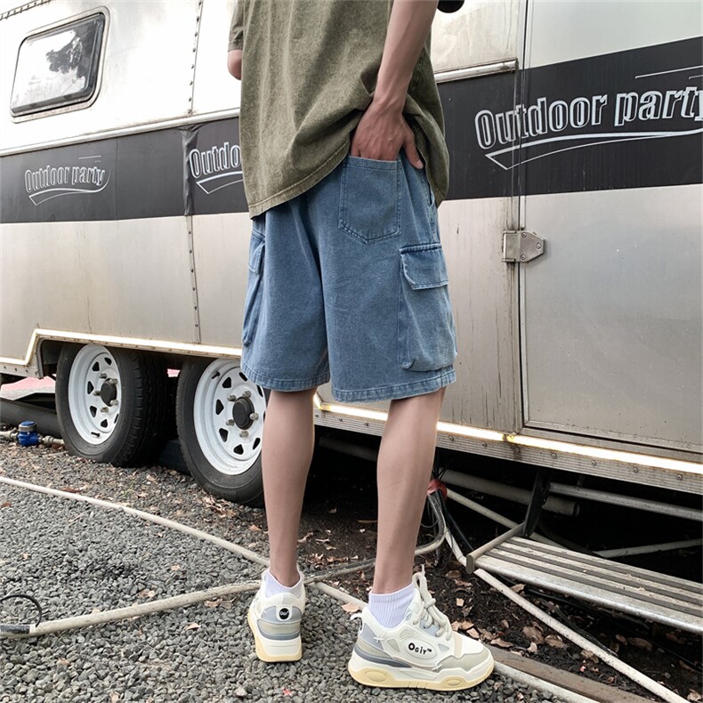 牛仔短裤男夏季薄款潮牌休闲中裤男生美式五分裤子男款N0938-P40,男装牛仔裤,星座308B-1