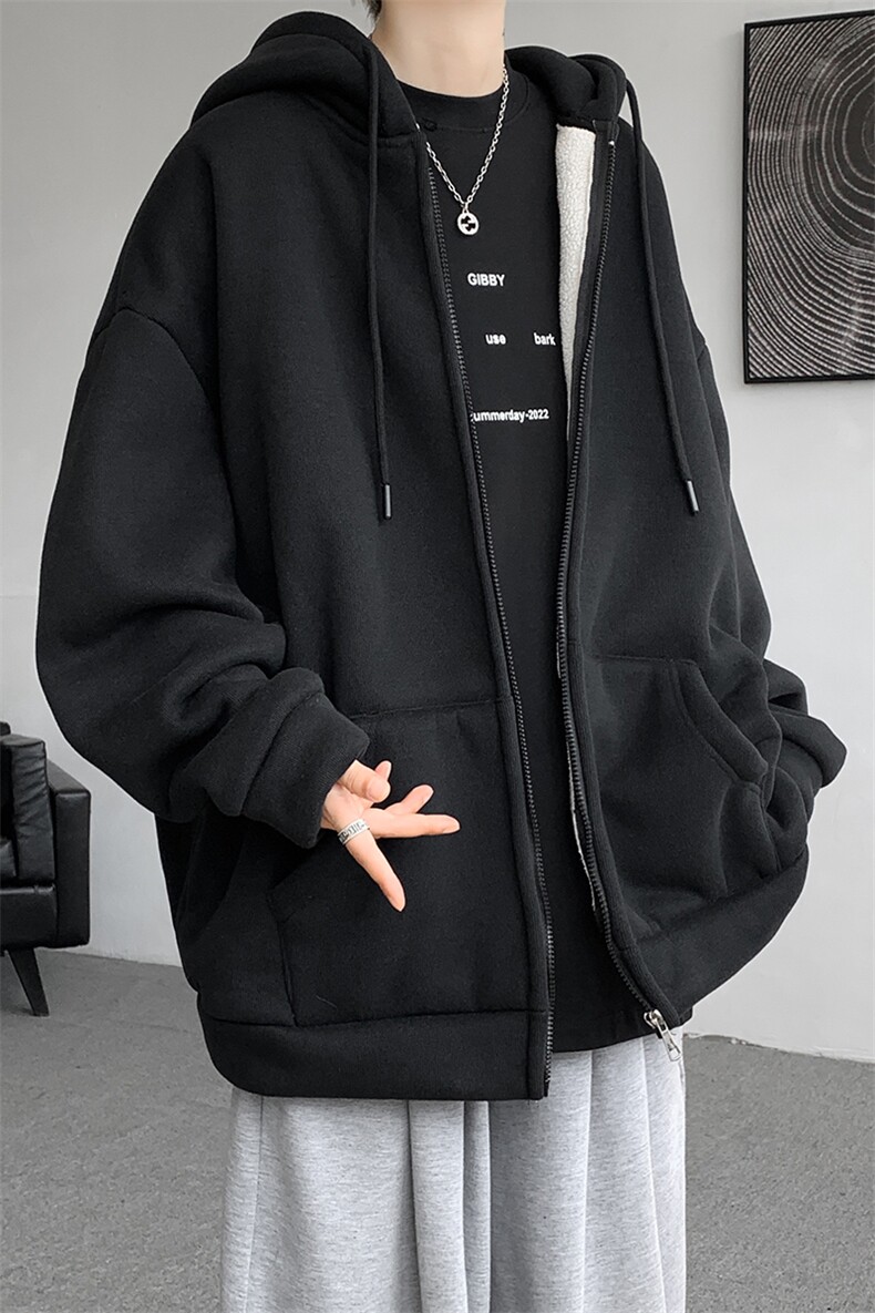 8XL-M高品质！卫衣厚外套男加绒加厚开衫羊羔毛卫衣WY13P68控88,男装卫衣,电商D206-1