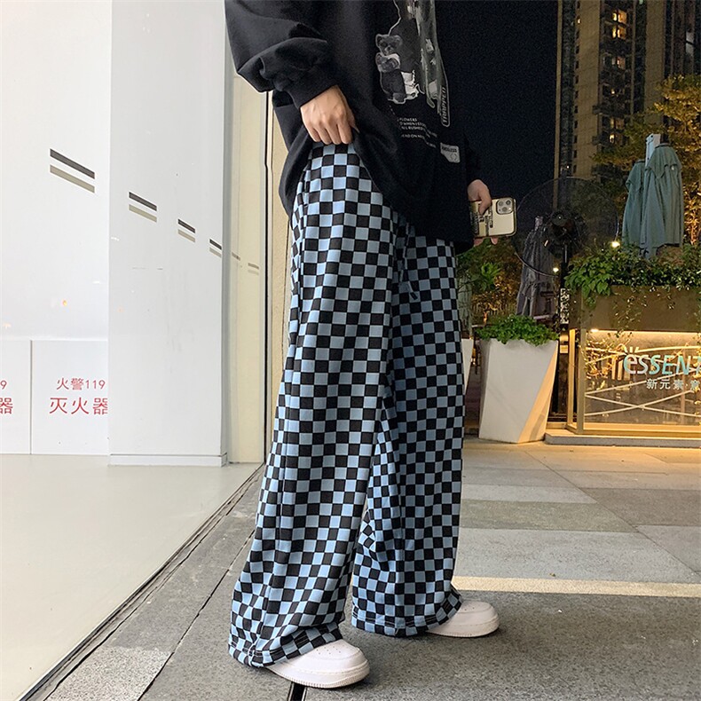 棋盘格裤子高街ins潮黑白格子休闲裤KT04P30,男装休闲裤,星座1116-2