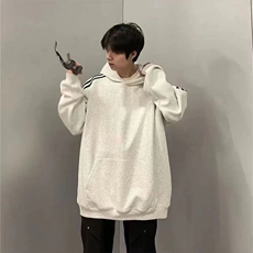 秋冬卫衣三条杠宽松垂坠感慵懒重磅连帽外套情侣上衣WY09P39，女装短外套，星座1013-5