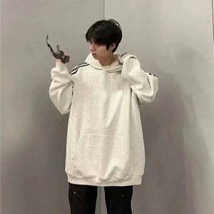 秋冬卫衣三条杠宽松垂坠感慵懒重磅连帽外套情侣上衣WY09 P39图片
