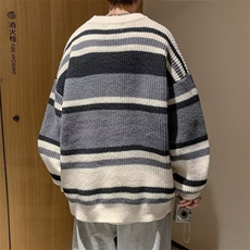 条纹毛衣男女冬季新款宽松休闲慵懒针织衫潮牌线衣外套M9137-P45，男装针织衫/毛衣，星座1008