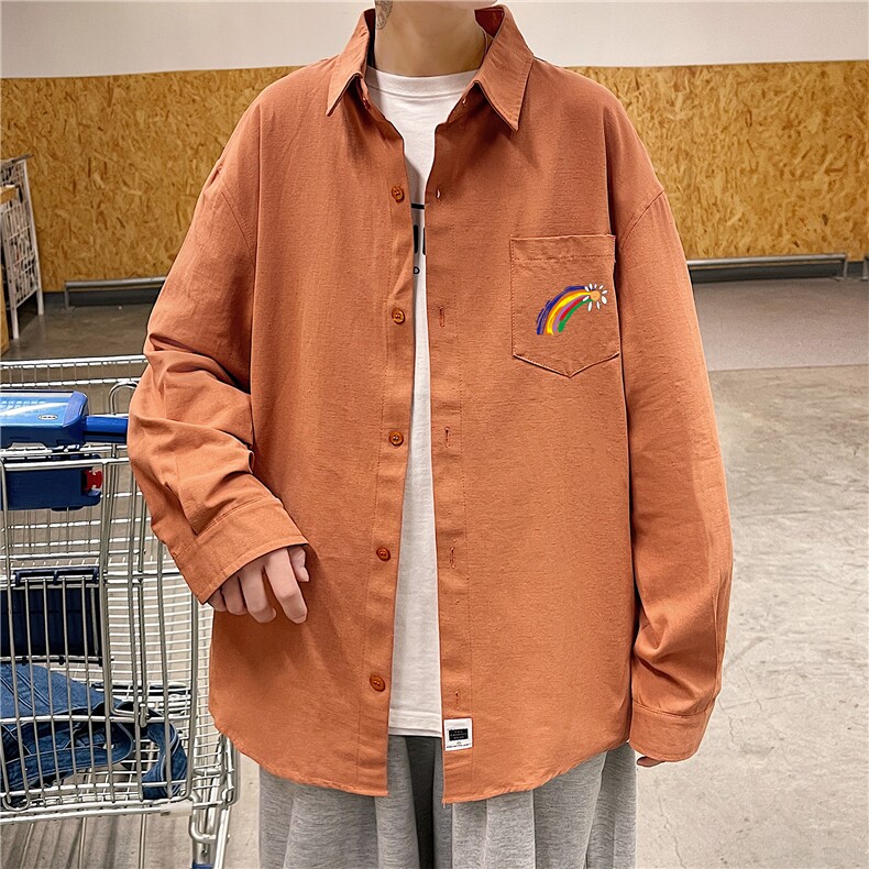 春季长袖衬衫男宽松港风衬衣男外套男CSCS264-P35,男装衬衫,电商B371