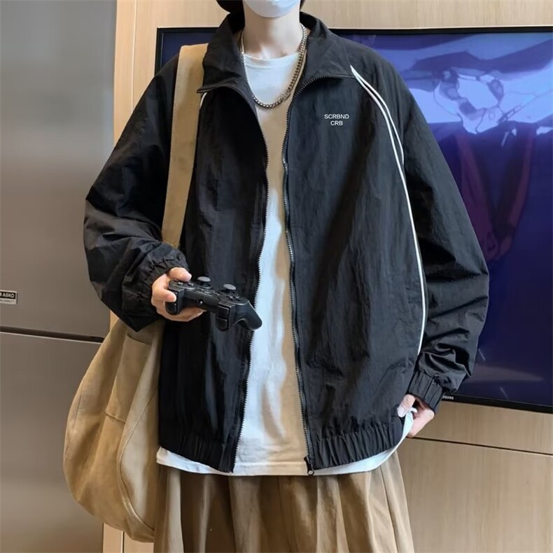 新款刺绣立领外套男春秋潮牌情侣宽松痞帅美式夹克冲锋衣JK101,男装夹克,星座1116A-1（原606A）