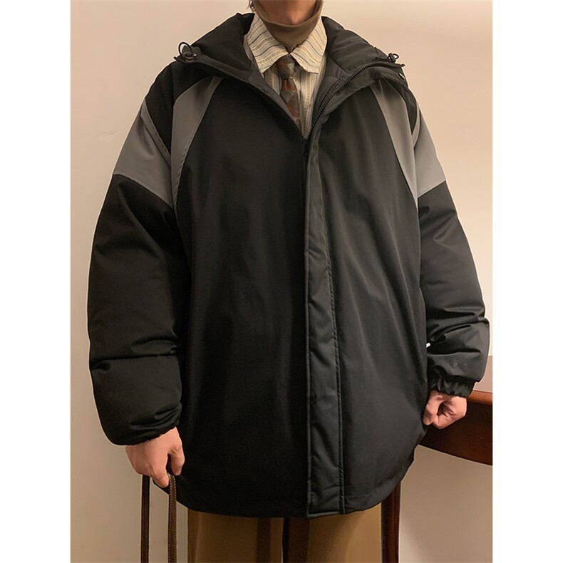 工装棉衣拼色外套加厚大码棉袄港风棉服日系1016-1 W85 P128 K158图片